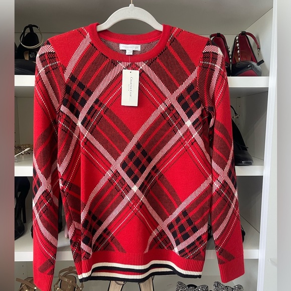NWT Charter Club Sweater Plaid Pullover - Ravishing Red Cambo - Petite Small - Picture 12 of 14
